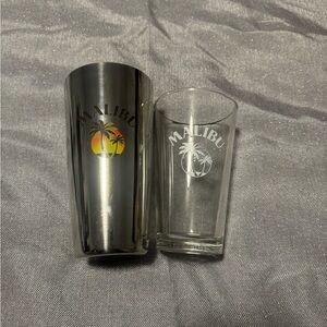 Malibu Silver Shaker and Clear Glass Set